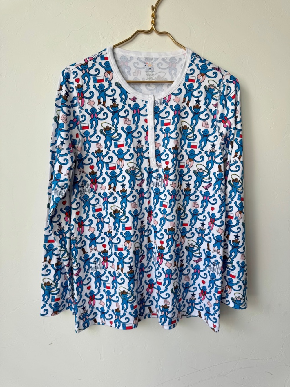 New Roller Rabbit Limited Edition Dallas Monkey Pajama Top